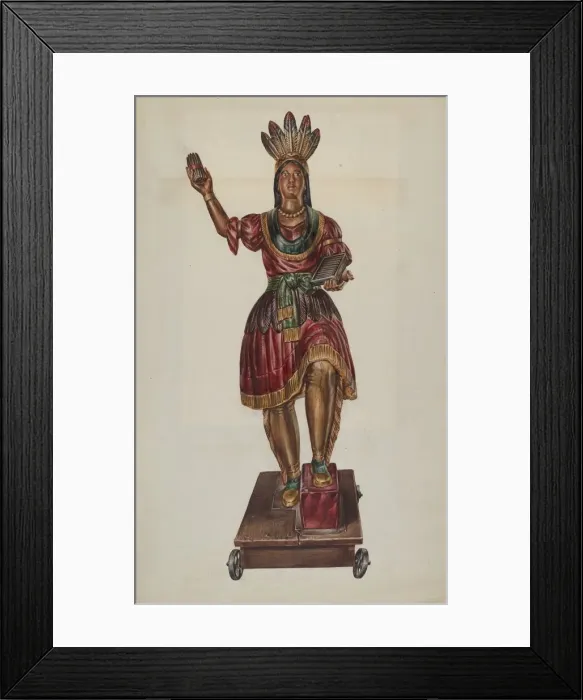 Framed Print : Cigar Store Indian, c. 1939. Creator: James McLellan Framed Print : Cigar Store Indian, c. 1939. Creator: James McLellan