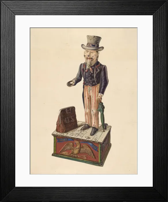 Framed Print : Toy Bank: Uncle Sam, c. 1937. Creator: Kurt Melzer Framed Print : Toy Bank: Uncle Sam, c. 1937. Creator: Kurt Melzer