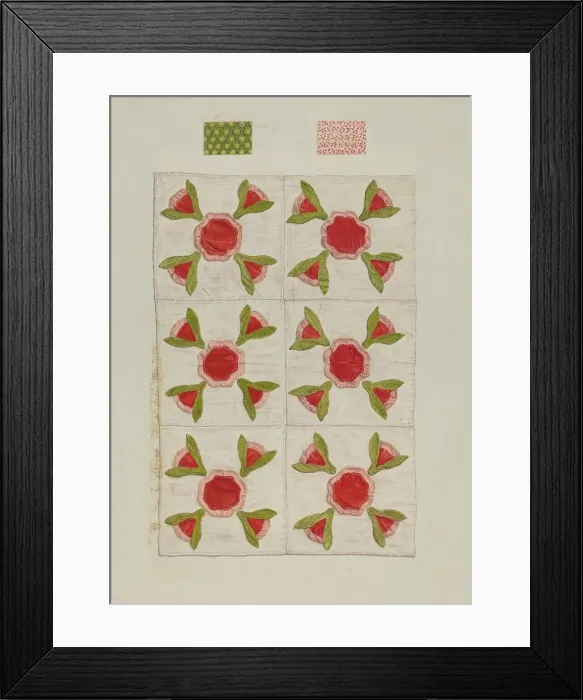 Framed Print : Quilt, 1935 / 1942. Creator: Flora Merchant Framed Print : Quilt, 1935 / 1942. Creator: Flora Merchant
