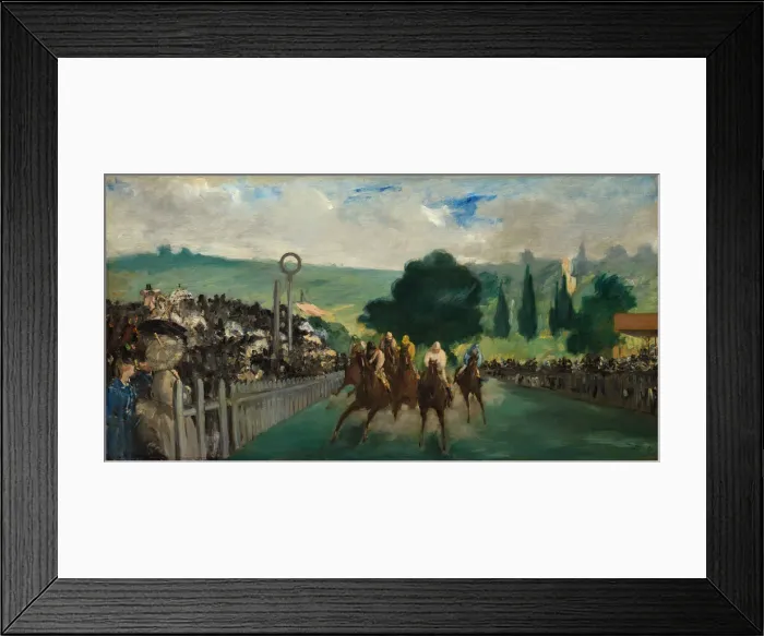 Framed Print : The Races at Longchamp, 1866. Creator: Edouard Manet