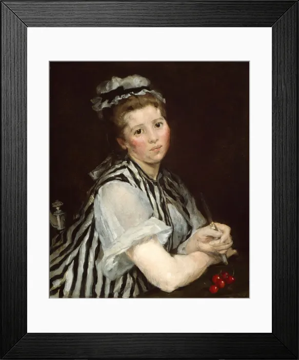 Framed Print : Girl with Cherries, c. 1870. Creator: Eva Gonzales Framed Print : Girl with Cherries, c. 1870. Creator: Eva Gonzales