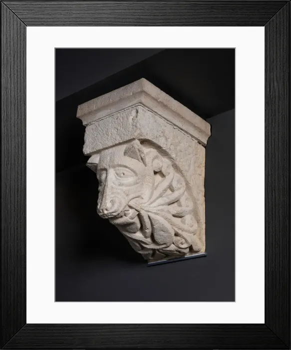 Framed Print : Corbel with Animal Mask with Whisker-like Foliate from the Monastery Church of Notre-Dame Framed Print : Corbel with Animal Mask with Whisker-like Foliate from the Monastery Church of Notre-Dame