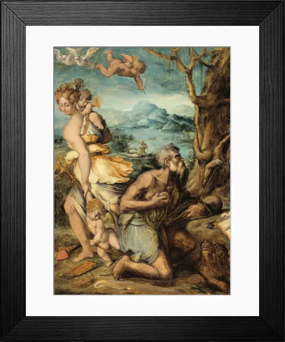 Framed Print : The Temptation of Saint Jerome, 1541 / 48. Creator: Giorgio Vasari Framed Print : The Temptation of Saint Jerome, 1541 / 48. Creator: Giorgio Vasari