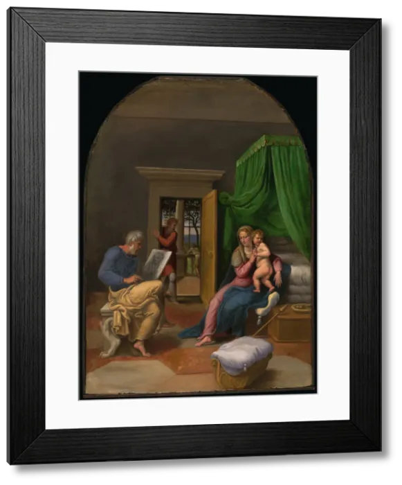 Framed Print : Saint Luke Drawing the Virgin and Christ Child, c. 1535. Creator: Girolamo da Carpi Framed Print : Saint Luke Drawing the Virgin and Christ Child, c. 1535. Creator: Girolamo da Carpi