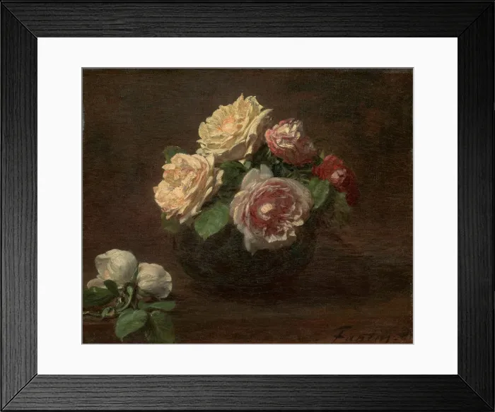 Framed Print : Roses in a Bowl, 1881. Creator: Henri Fantin-Latour Framed Print : Roses in a Bowl, 1881. Creator: Henri Fantin-Latour