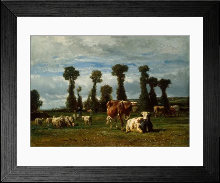 Framed Print : Pasture in Normandy, 1852. Creator: Constant Troyon Framed Print : Pasture in Normandy, 1852. Creator: Constant Troyon