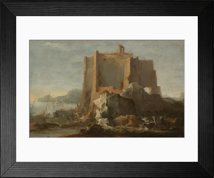 Framed Print : Landscape with Rock and Fortress, c. 1640 / 50. Creator: Domenico Gargiulo Framed Print : Landscape with Rock and Fortress, c. 1640 / 50. Creator: Domenico Gargiulo