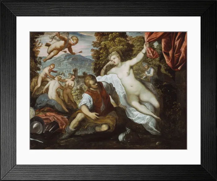 Framed Print : Venus and Mars with Cupid and the Three Graces in a Landscape, 1590 / 95 Framed Print : Venus and Mars with Cupid and the Three Graces in a Landscape, 1590 / 95
