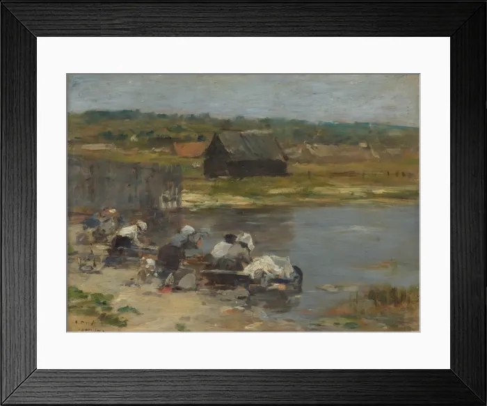Framed Print : Washerwomen at the Edge of the Pond, 1880 / 85. Creator: Eugene Louis Boudin Framed Print : Washerwomen at the Edge of the Pond, 1880 / 85. Creator: Eugene Louis Boudin
