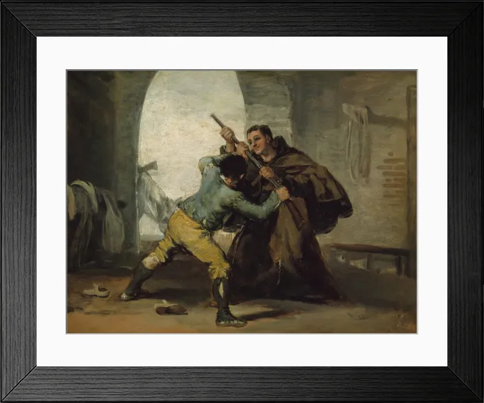 Framed Print : Friar Pedro Wrests the Gun from El Maragato, c. 1806. Creator: Francisco Goya Framed Print : Friar Pedro Wrests the Gun from El Maragato, c. 1806. Creator: Francisco Goya