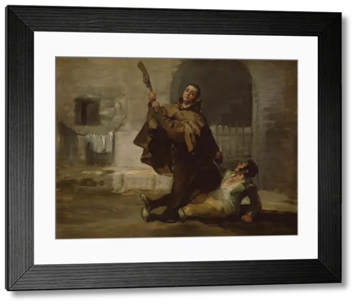 Framed Print : Friar Pedro Clubs El Maragato with the Butt of the Gun, c. 1806. Creator: Francisco Goya Framed Print : Friar Pedro Clubs El Maragato with the Butt of the Gun, c. 1806. Creator: Francisco Goya