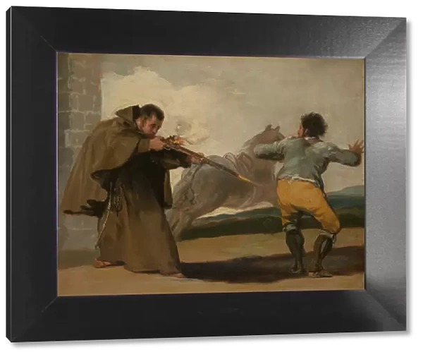 Friar Pedro Shoots El Maragato as His Horse Runs Off, c. 1806. Creator: Francisco Goya