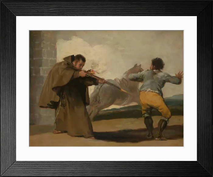 Framed Print : Friar Pedro Shoots El Maragato as His Horse Runs Off, c. 1806. Creator: Francisco Goya Framed Print : Friar Pedro Shoots El Maragato as His Horse Runs Off, c. 1806. Creator: Francisco Goya