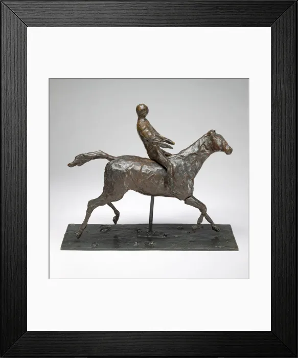 Framed Print : Horse with Jockey; Horse Galloping, Turning Head to the Right Framed Print : Horse with Jockey; Horse Galloping, Turning Head to the Right