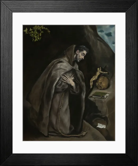 Framed Print : Saint Francis Kneeling in Meditation, 1595 / 1600. Creator: El Greco Framed Print : Saint Francis Kneeling in Meditation, 1595 / 1600. Creator: El Greco