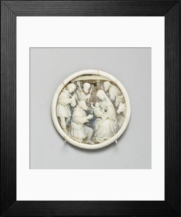 Framed Print : Plaque with Adoration of the Shepherds, first third of the 16th century. Creator: Unknown Framed Print : Plaque with Adoration of the Shepherds, first third of the 16th century. Creator: Unknown
