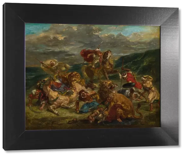Lion Hunt, 1860  /  61. Creator: Eugene Delacroix