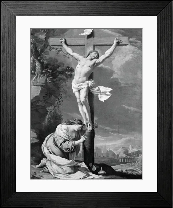 Framed Print : Christ on the Cross with Mary Magdalene, 1640 / 50. Creator: Simon Vouet Framed Print : Christ on the Cross with Mary Magdalene, 1640 / 50. Creator: Simon Vouet
