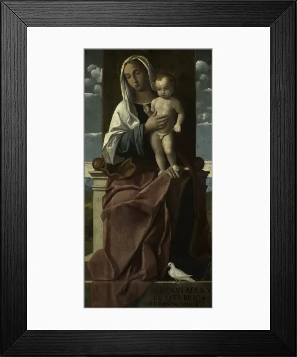 Framed Print : Virgin and Child Enthroned, 1516. Creator: Girolamo da Santacroce Framed Print : Virgin and Child Enthroned, 1516. Creator: Girolamo da Santacroce