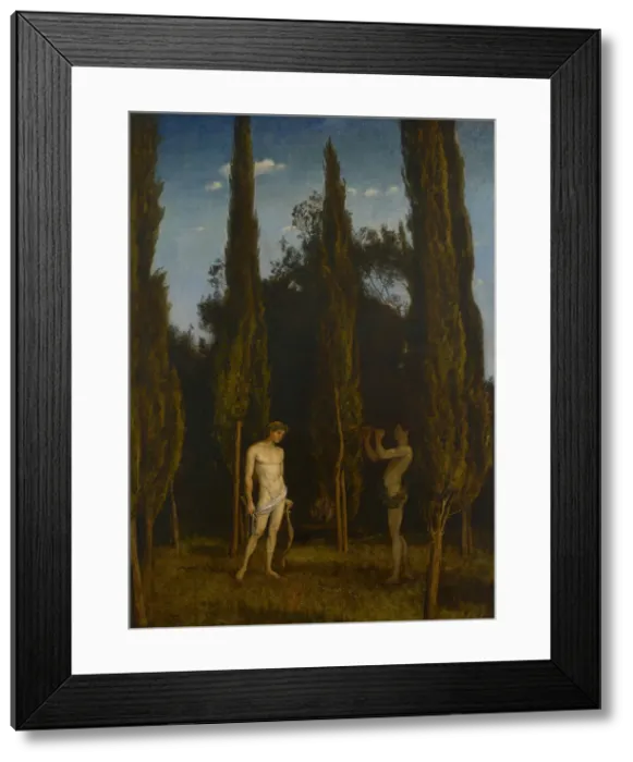 Framed Print : Apollo and Marsyas, 1888. Creator: Hans Thoma Framed Print : Apollo and Marsyas, 1888. Creator: Hans Thoma