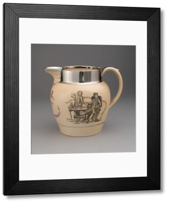 Framed Print : Pitcher, Staffordshire, 1814. Creator: Staffordshire Potteries Framed Print : Pitcher, Staffordshire, 1814. Creator: Staffordshire Potteries