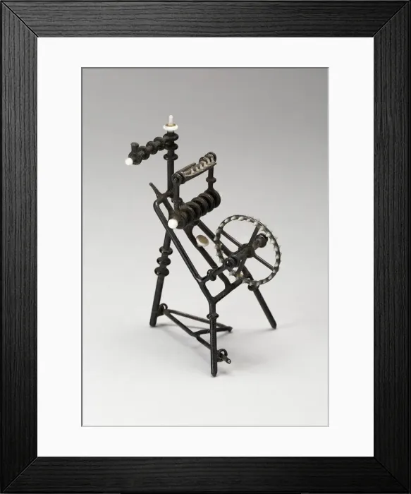 Framed Print : Spinning Wheel, France, 18th century. Creator: Verres de Nevers Framed Print : Spinning Wheel, France, 18th century. Creator: Verres de Nevers