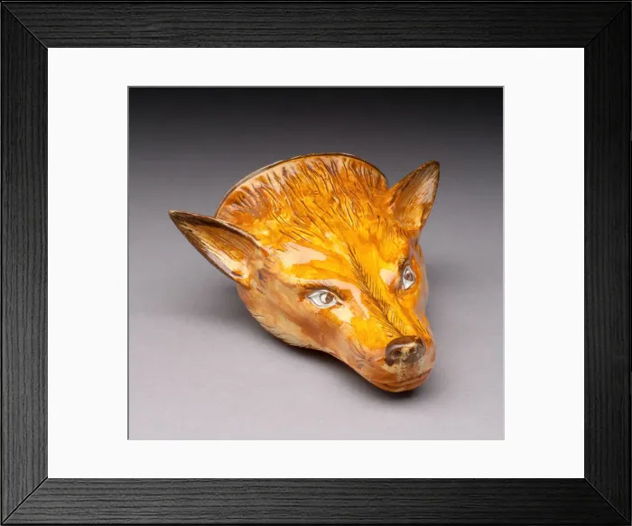 Framed Print : Rhyton Cup in the form of a Fox, Staffordshire, Early 18th century Framed Print : Rhyton Cup in the form of a Fox, Staffordshire, Early 18th century