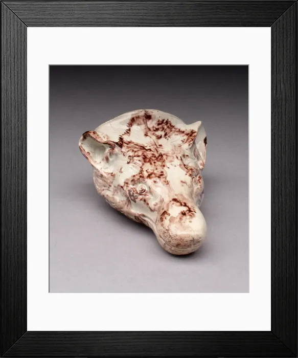 Framed Print : Rhyton Cup in the form of a Fox, Staffordshire, c. 1750. Creator: Staffordshire Potteries Framed Print : Rhyton Cup in the form of a Fox, Staffordshire, c. 1750. Creator: Staffordshire Potteries