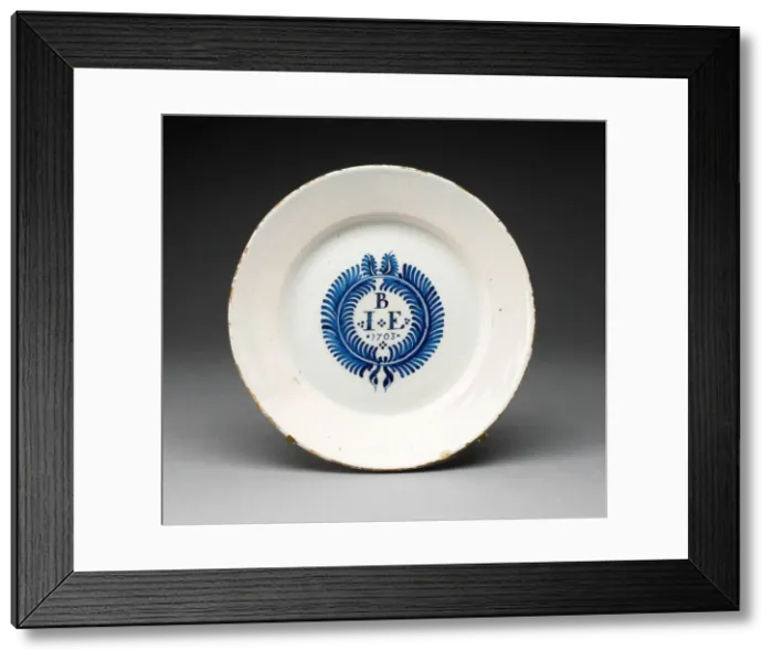 Framed Print : Plate, Staffordshire, 1703. Creator: Staffordshire Potteries Framed Print : Plate, Staffordshire, 1703. Creator: Staffordshire Potteries
