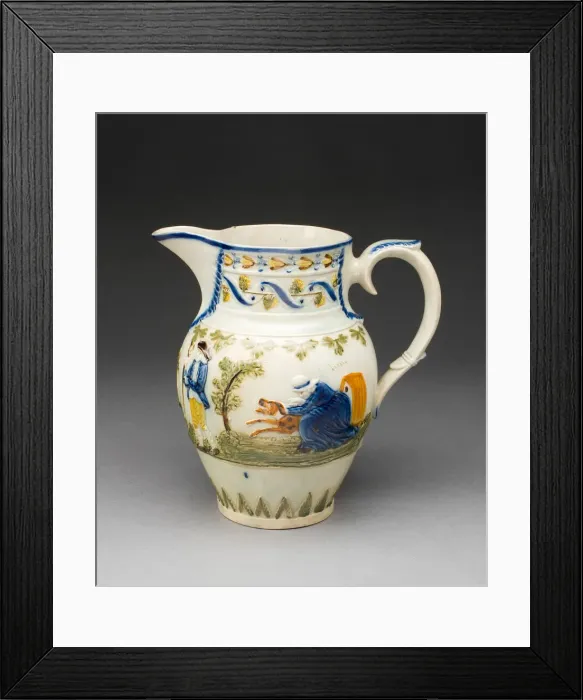 Framed Print : The Fox and the Grey Goose Nursery Rhyme Jug, Staffordshire, c. 1800