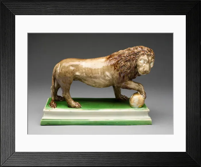 Framed Print : Lion (One of a Pair), Staffordshire, c. 1785. Creator: Staffordshire Potteries Framed Print : Lion (One of a Pair), Staffordshire, c. 1785. Creator: Staffordshire Potteries