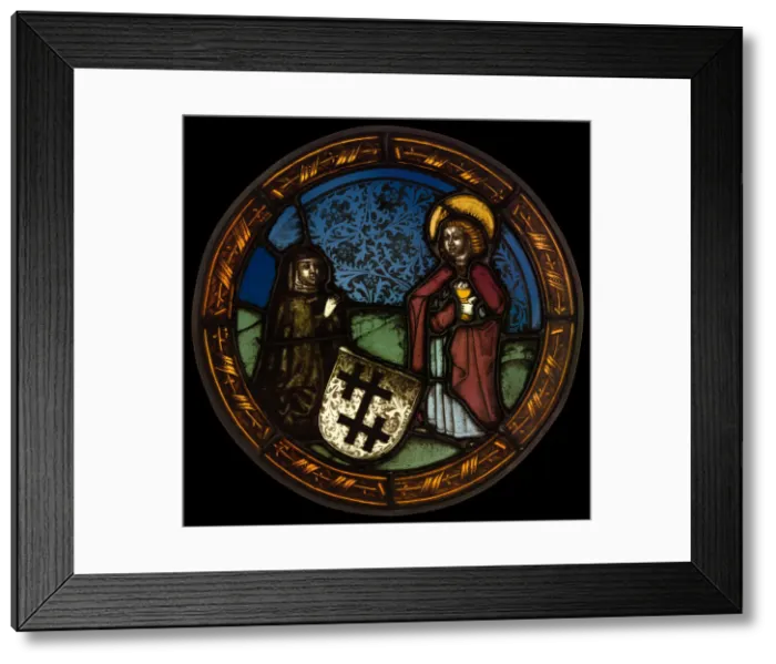 Framed Print : A Nun Kneeling before Saint John the Evangelist, Germany, c. 1500. Creator: Unknown Framed Print : A Nun Kneeling before Saint John the Evangelist, Germany, c. 1500. Creator: Unknown