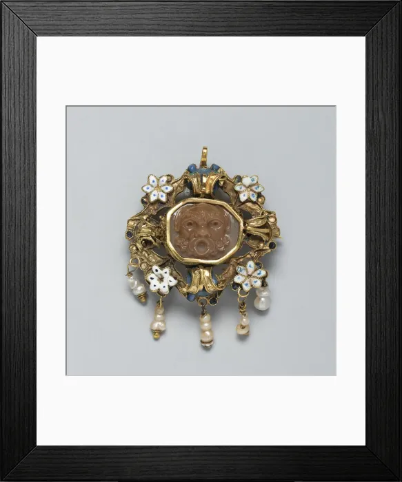 Framed Print : Dress Ornament, Germany, 16th century (cameo); 17th century (mount). Creator: Unknown Framed Print : Dress Ornament, Germany, 16th century (cameo); 17th century (mount). Creator: Unknown