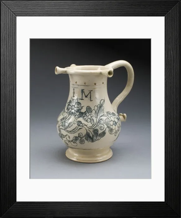 Framed Print : Puzzle Jug, Staffordshire, c. 1765. Creator: Staffordshire Potteries Framed Print : Puzzle Jug, Staffordshire, c. 1765. Creator: Staffordshire Potteries