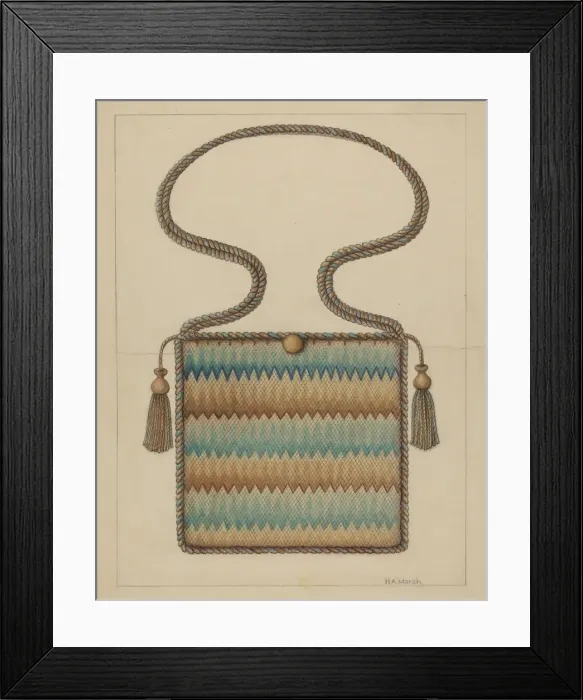 Framed Print : Petipoint Bag, c. 1937. Creator: Herbert Marsh Framed Print : Petipoint Bag, c. 1937. Creator: Herbert Marsh