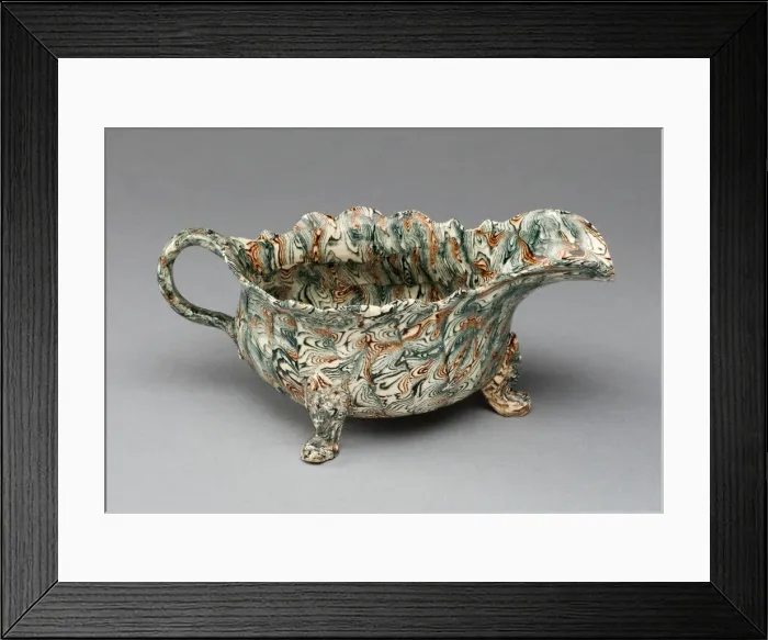 Framed Print : Sauceboat, Staffordshire, 1750  /  59. Creator: Staffordshire Potteries