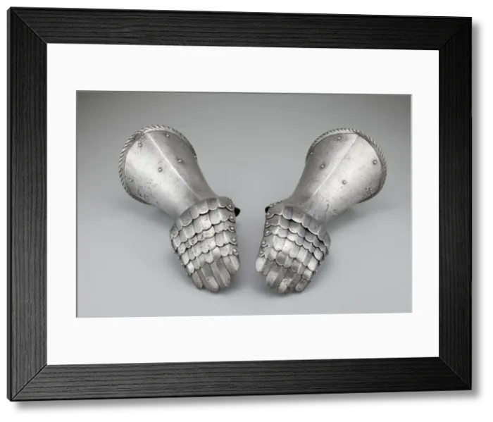Framed Print : Pair of Mitten Gauntlets, Spain, c. 1500 / 20. Creator: Unknown Framed Print : Pair of Mitten Gauntlets, Spain, c. 1500 / 20. Creator: Unknown