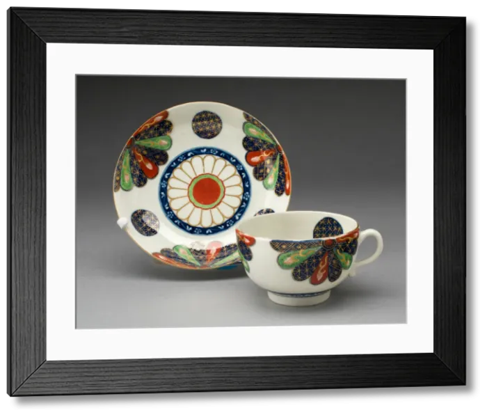 Framed Print : Teacup and Saucer, Worcester, c. 1770. Creator: Royal Worcester