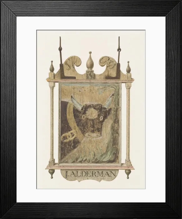 Framed Print : J. Aldermans Tavern Sign, c. 1940. Creator: John Matulis Framed Print : J. Aldermans Tavern Sign, c. 1940. Creator: John Matulis