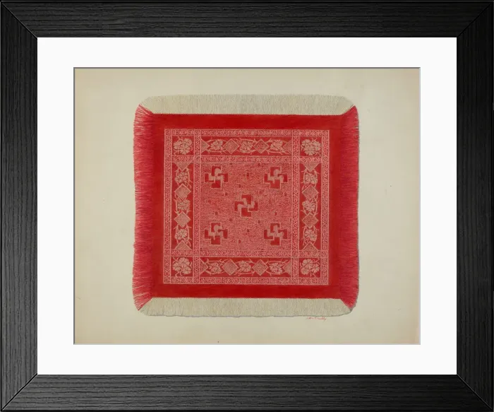 Framed Print : Red and White Napkin, c. 1941. Creator: Merkley, Arthur G Framed Print : Red and White Napkin, c. 1941. Creator: Merkley, Arthur G
