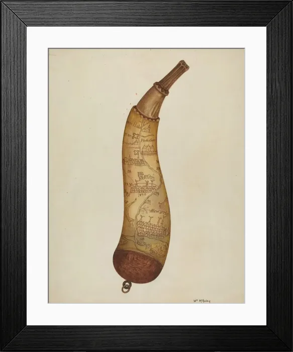 Framed Print : Powder Horn, c. 1940. Creator: William McAuley Framed Print : Powder Horn, c. 1940. Creator: William McAuley