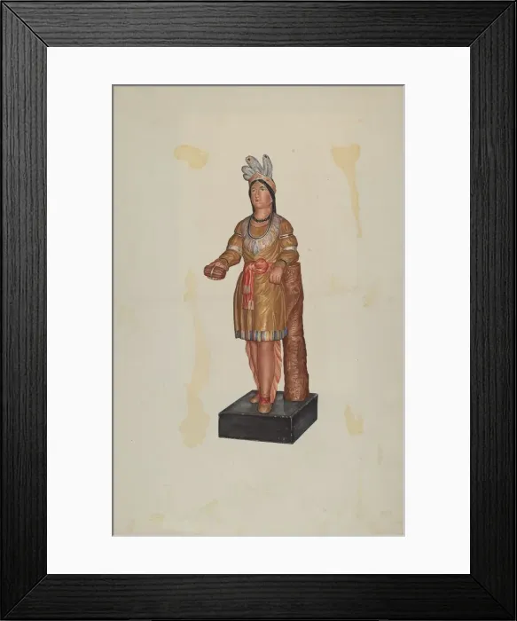 Framed Print : Cigar Store Indian, 1935 / 1942. Creator: Flora Merchant Framed Print : Cigar Store Indian, 1935 / 1942. Creator: Flora Merchant