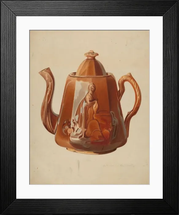 Framed Print : Stoneware Teapot, 1935 / 1942. Creator: Merkley, Arthur G Framed Print : Stoneware Teapot, 1935 / 1942. Creator: Merkley, Arthur G