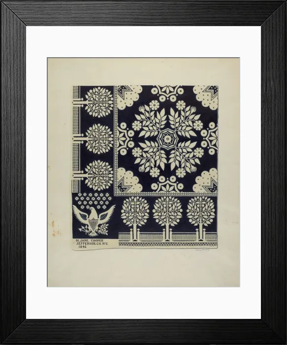 Framed Print : Tyler Coverlet, c. 1940. Creator: Merkley, Arthur G Framed Print : Tyler Coverlet, c. 1940. Creator: Merkley, Arthur G