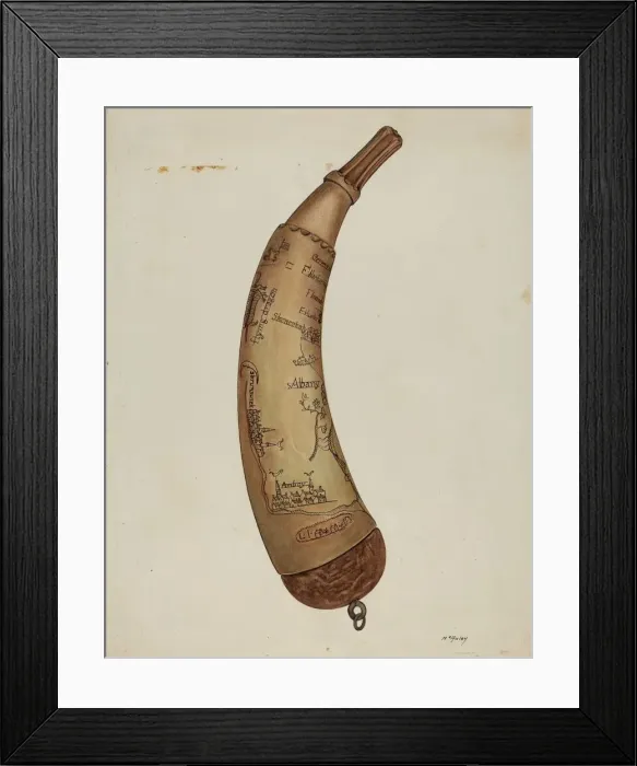 Framed Print : Powder Horn, c. 1940. Creator: William McAuley Framed Print : Powder Horn, c. 1940. Creator: William McAuley