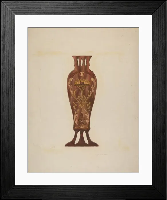 Framed Print : Inlaid Chippendale Chair Panel, c. 1939. Creator: Ralph Morton Framed Print : Inlaid Chippendale Chair Panel, c. 1939. Creator: Ralph Morton
