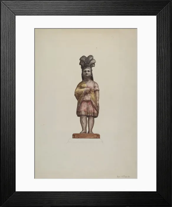 Framed Print : Cigar Store Indian, 1935 / 1942. Creator: Flora Merchant Framed Print : Cigar Store Indian, 1935 / 1942. Creator: Flora Merchant