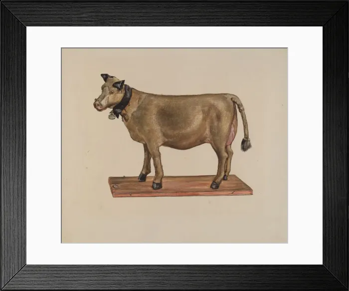 Framed Print : Toy Cow on Stand, c. 1937. Creator: James McLellan Framed Print : Toy Cow on Stand, c. 1937. Creator: James McLellan