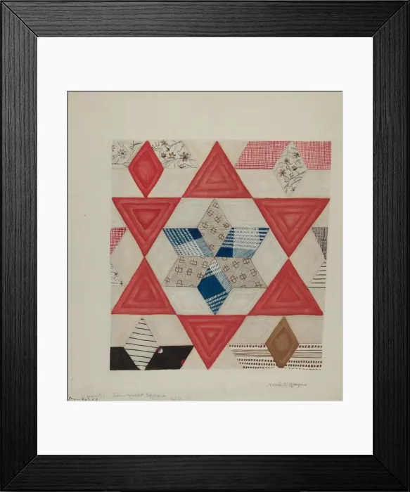 Framed Print : Shaker Quilt Pattern, 1941. Creator: Ralph N. Morgan Framed Print : Shaker Quilt Pattern, 1941. Creator: Ralph N. Morgan