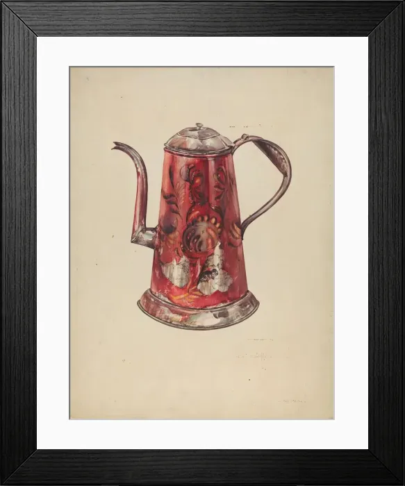 Framed Print : Tin Teapot, c. 1938. Creator: James McLellan Framed Print : Tin Teapot, c. 1938. Creator: James McLellan